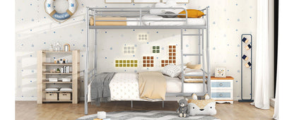 Full Long Over Queen Metal Bunk Bed - Sliver