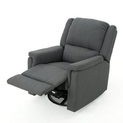 Glider Recliner With Swivel, Manual Reclining Chair - Charcoal