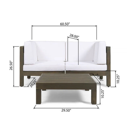 Oana - 3 Piece Love Seat Set With Coffee Table - White