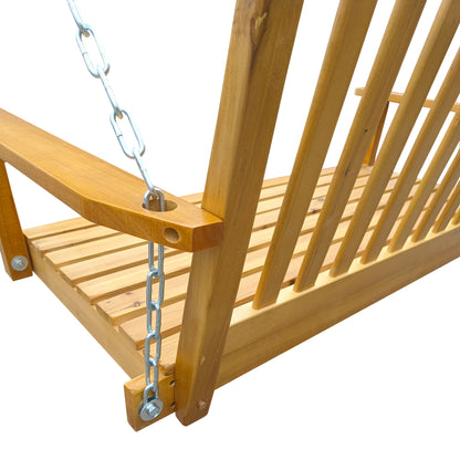 Front Porch Swing With Armrests For Outdoor Patio, Garden Yard, Backyard Or Sunroom - Teak