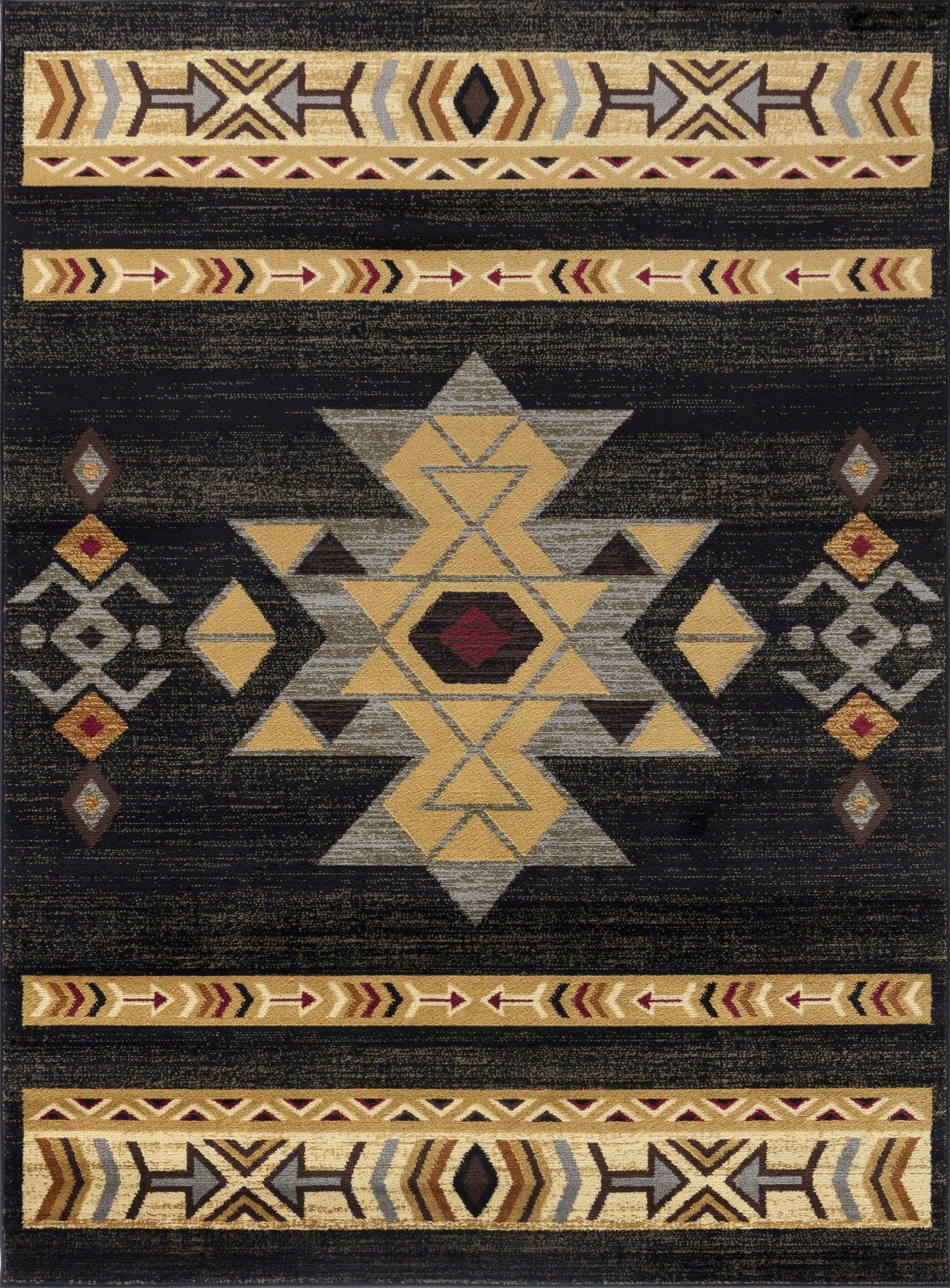 Tribes - 2'7" X 7'3" Southwest Area Rug - Black