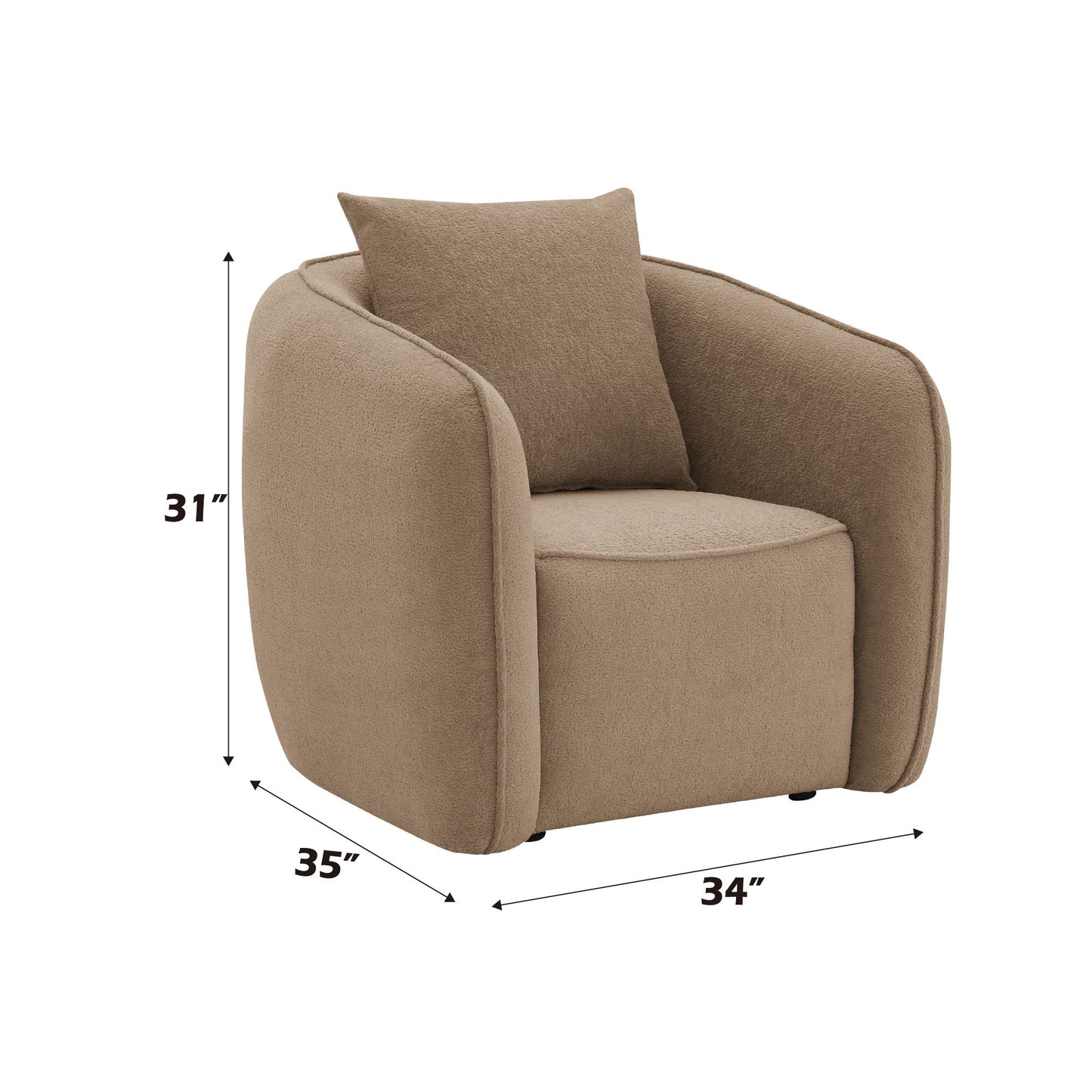 Keith - Chenille Chair With 1 Matching Color Toss Pillows - Brown