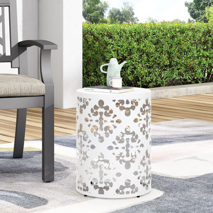 Outdoor Metal End Table, Large - White
