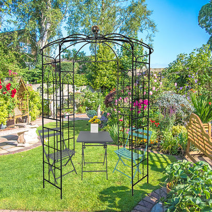 Metal Garden Arch Iron Garden Arbors Gazebo Dia High Birdcage Shape Pergola Pavilion For Wedding Ceremony Outdoor - Black