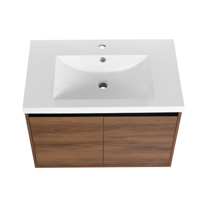 Bathroom Vanity With Resin Countertop Sink - Brown