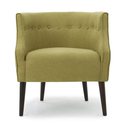 Contemporary Upholstered Club Chair With Button Tufting - Green