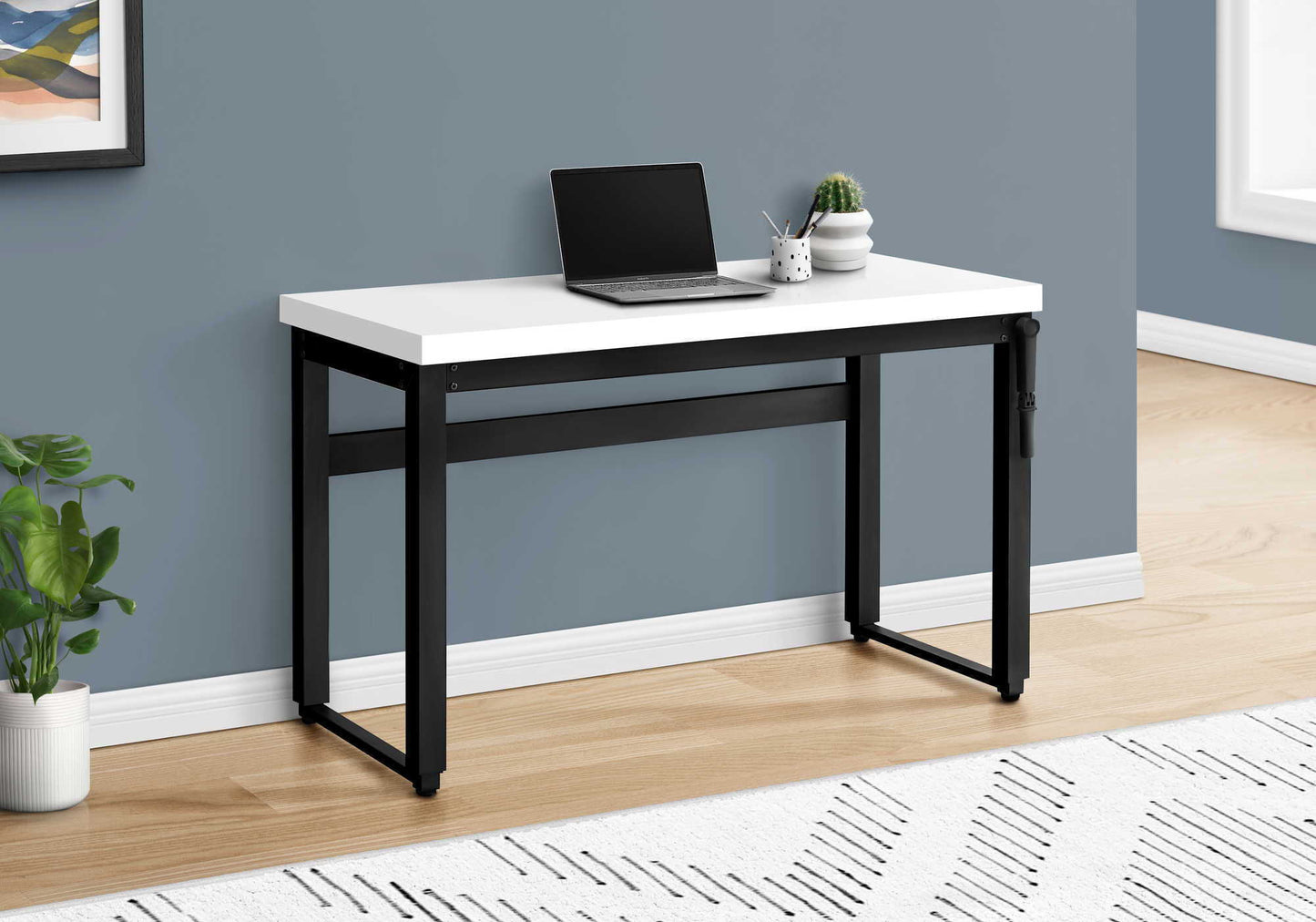 Computer Desk, Home Office, Standing, Adjustable, Laptop, Contemporary And Modern - White / Black