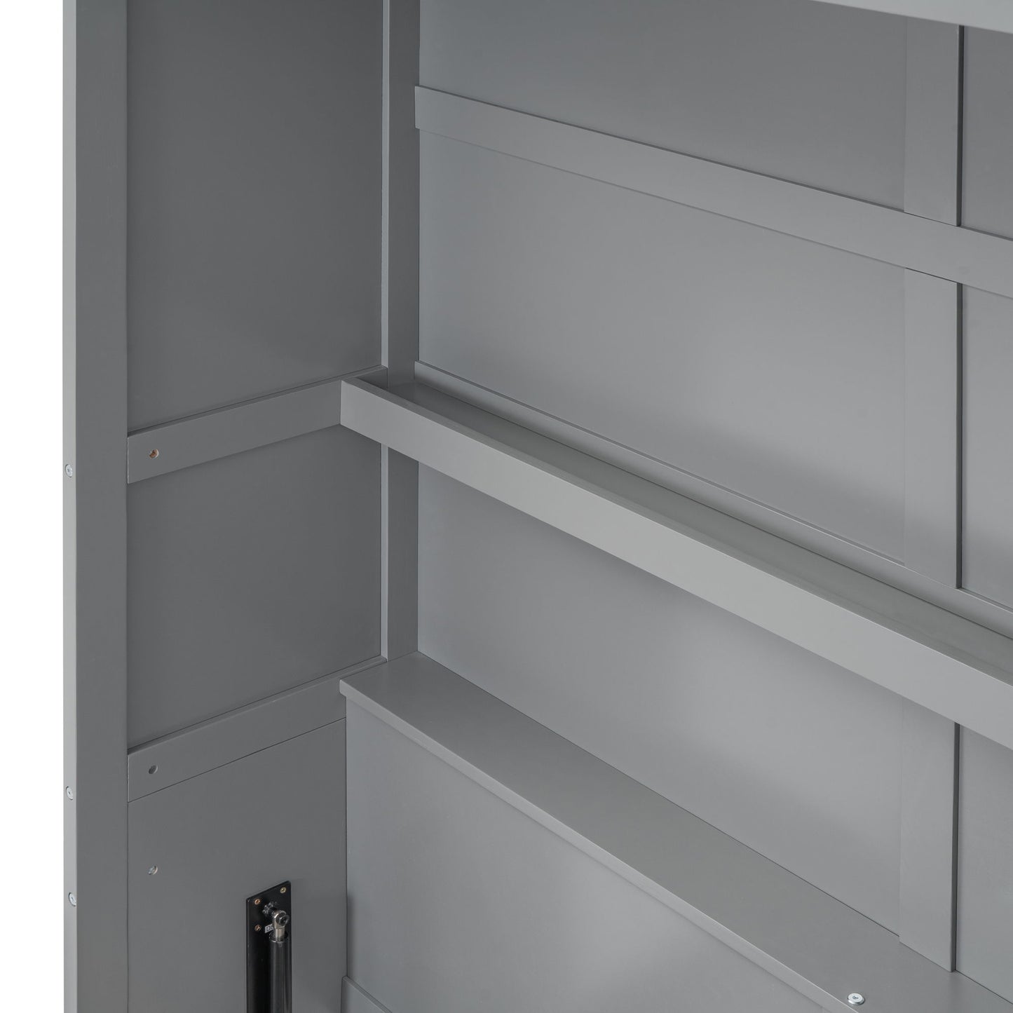 Queen Size Murphy Wall Bed With Shelves, Space Saving And Construction - Gray