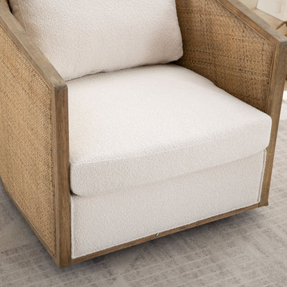 Swivel Barrel Chair, Comfy Round Accent Sofa Chair With 360 Degree Swivel, Leisure Arm Chair For Living Room, Nursery, Hotel, Bedroom, Office, Lounge - Beige