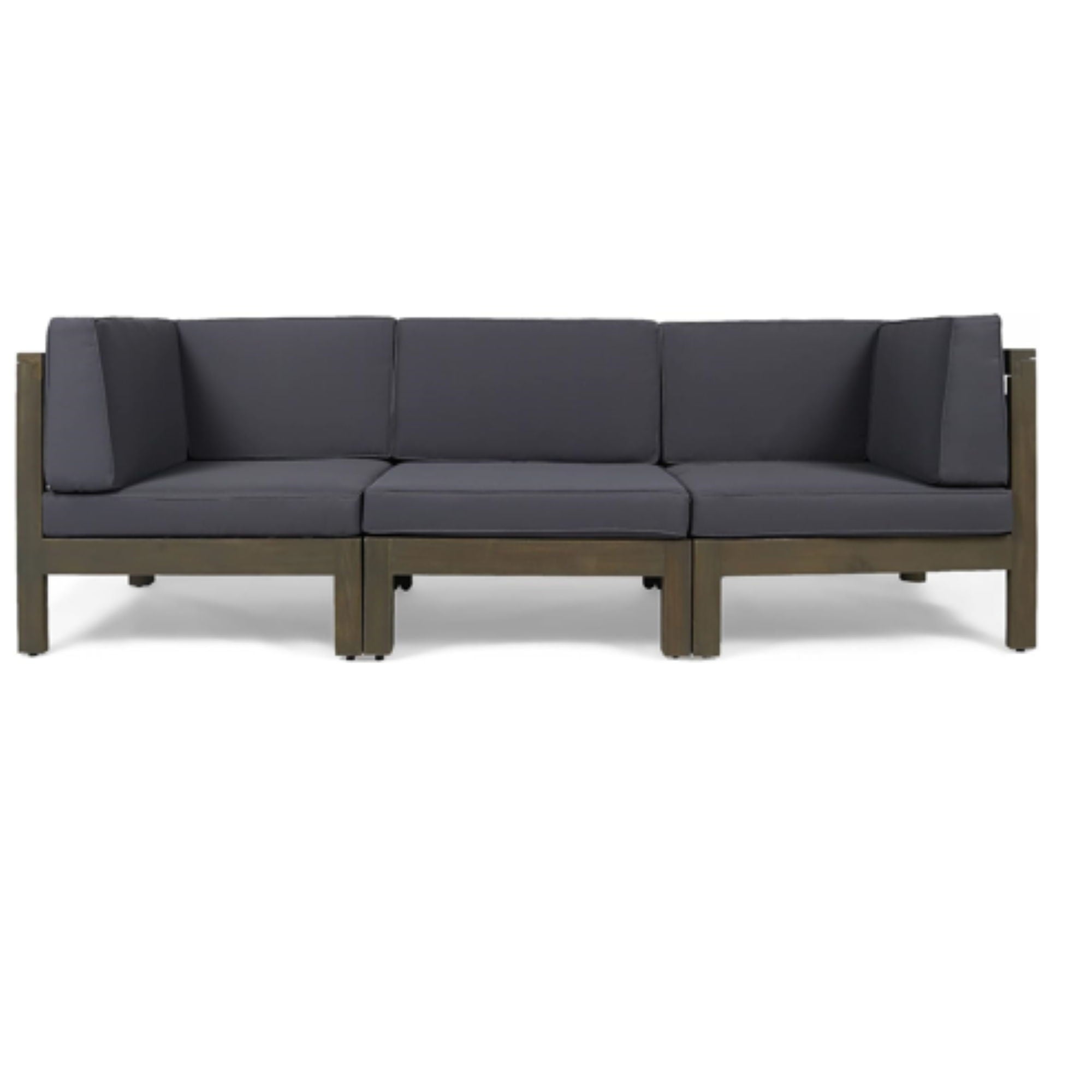 Oana - Contemporary 3 Piece Sofa Set With Water Resistant Cushions - Dark Gray