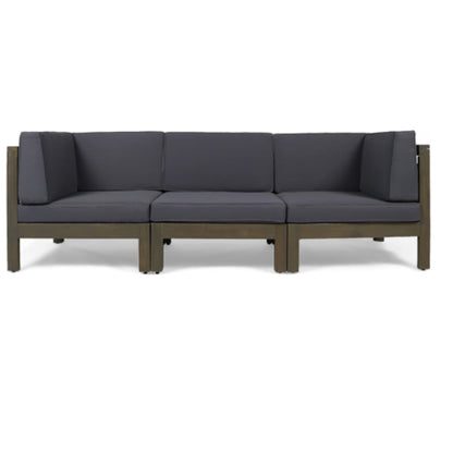 Oana - Contemporary 3 Piece Sofa Set With Water Resistant Cushions - Dark Gray