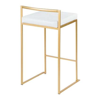 Fuji - Contemporary Counter Stool (Set of 3) - Gold / White