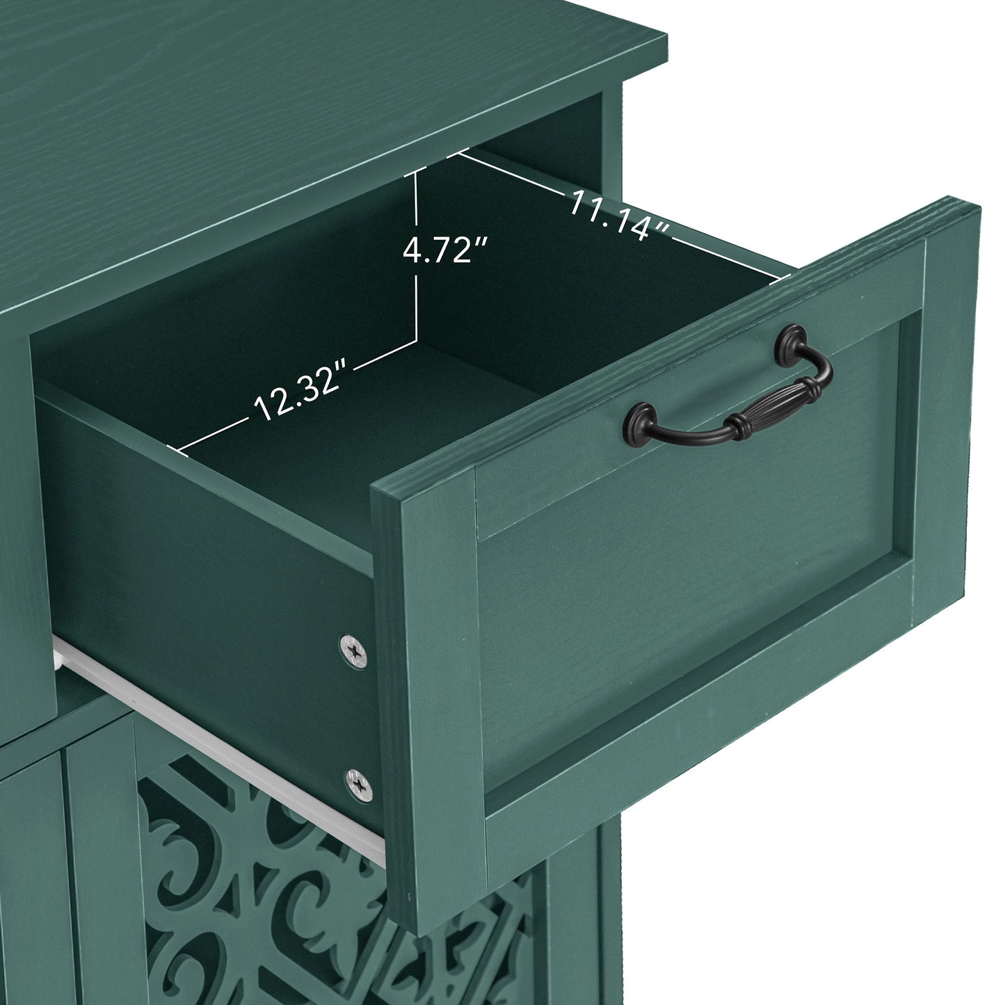 2 Door 2 Drawer Cabinet, American Furniture, Suitable For Bedroom, Living Room, Study - Dark Green