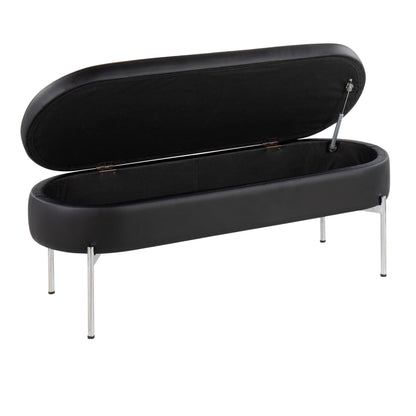 Chloe - Contemporary / Glam Bench - Chrome / Black