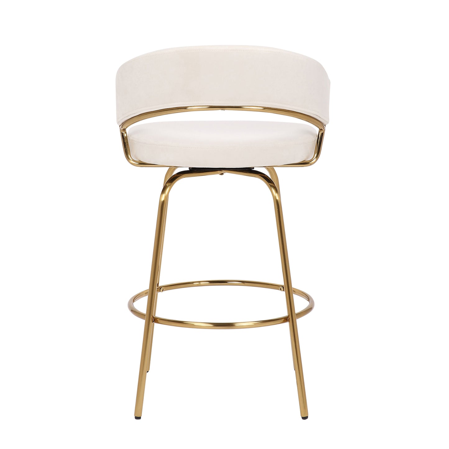 Jie - Glam Fixed Height Counter Stool (Set of 2) - Gold / Cream