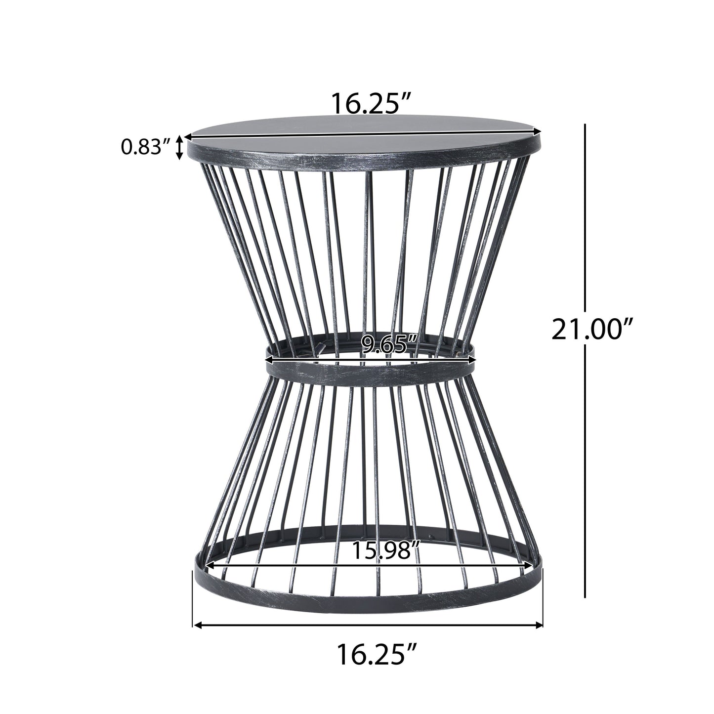 Lassen - Modern Outdoor Side Table With Hourglass Design - Matte Black