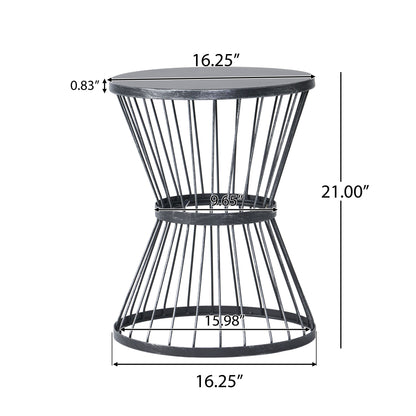 Lassen - Modern Outdoor Side Table With Hourglass Design - Matte Black