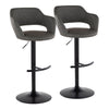 Margarite - Contemporary Adjustable Barstool With Swivel With Rounded T Footrest (Set of 2) - Black / Gray