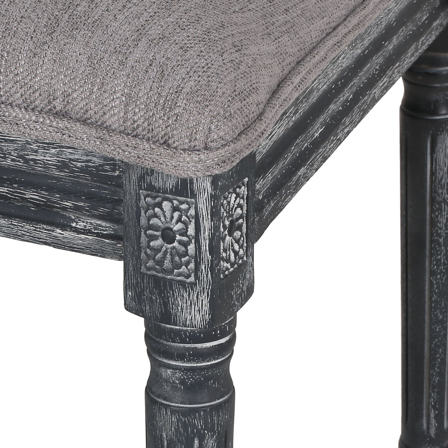 French Country Style Dining Chair Set With Upholstered Seats And Weathered - Gray