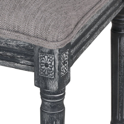 French Country Style Dining Chair Set With Upholstered Seats And Weathered - Gray