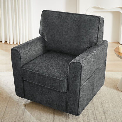 360 Degree Swivel Chair Accent Barrel Armchair With Side Pockets, Compact Design For Living Room, Bedroom, Office - Gray