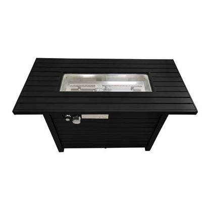 Propane Outdoor Fire Pit Table With Lid - Black