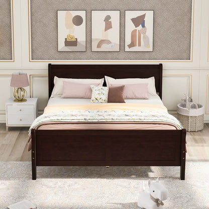 Full Size Platform Bed With Headboard And Slat Support - Espresso