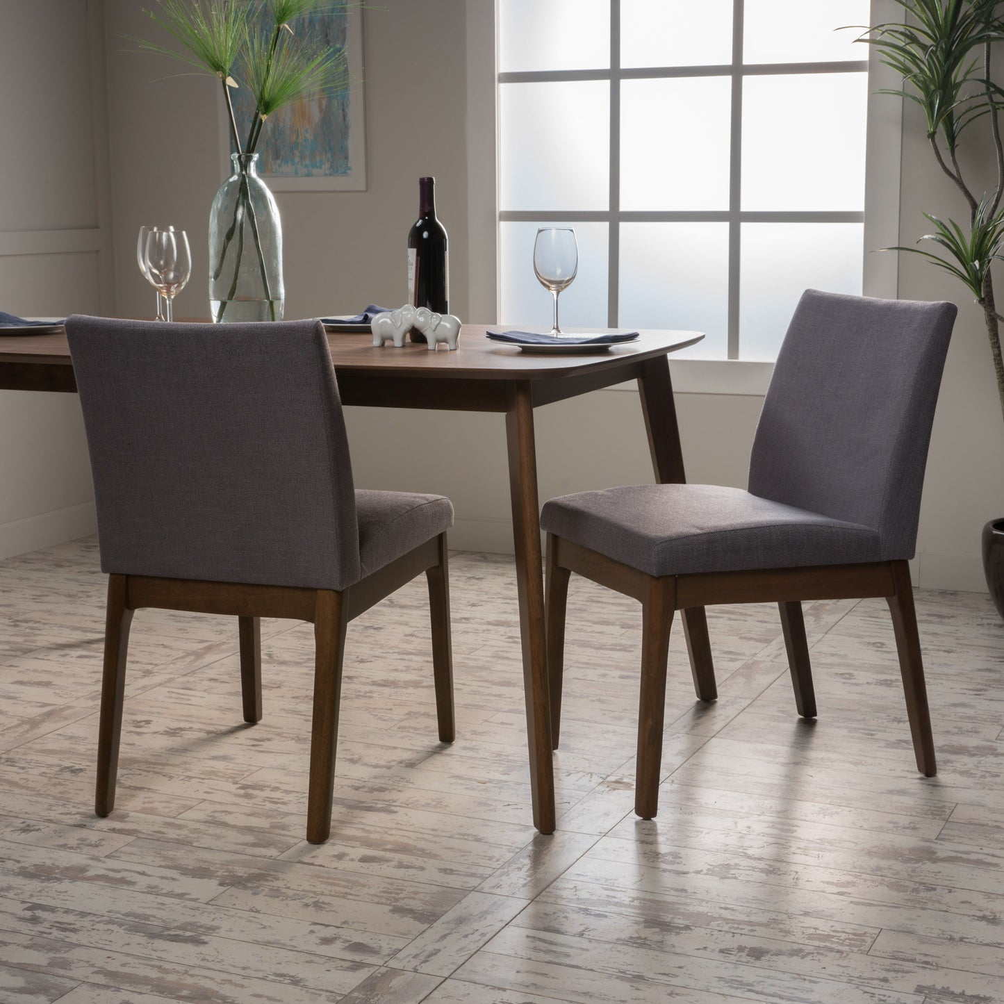 Tranquilly - Upholstered Dining Chair With Solid Wood Legs (Set of 2) - Dark Gray