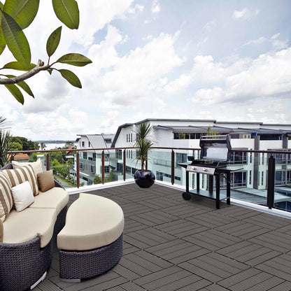 Wood Plastic Composite Deck Tiles (Set of 20), Sustainable Composite Decking Resist Rust, Water, Weather, Easy To Diy & Maintain, Ideal For Patios, Balconies, Rooftops - Light Gray