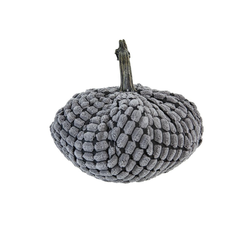 Chenille Weighted Pumpkin Ornament Decor For Holiday Harvest Festival Fall Festival & Thanksgiving (Set of 2) - Gray