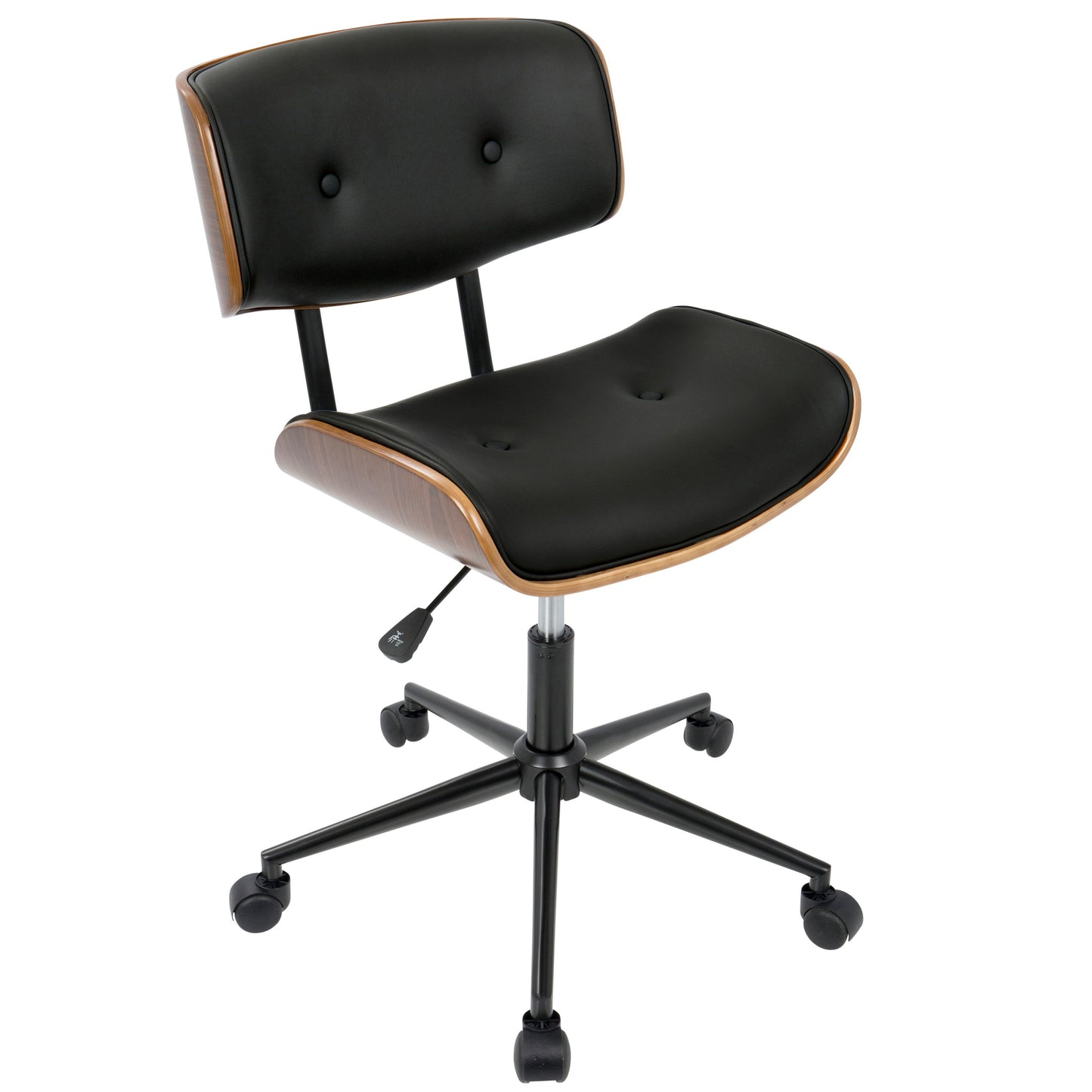 Lombardi - Mid-Century Modern Adjustable Office Chair With Swivel - Walnut / Black