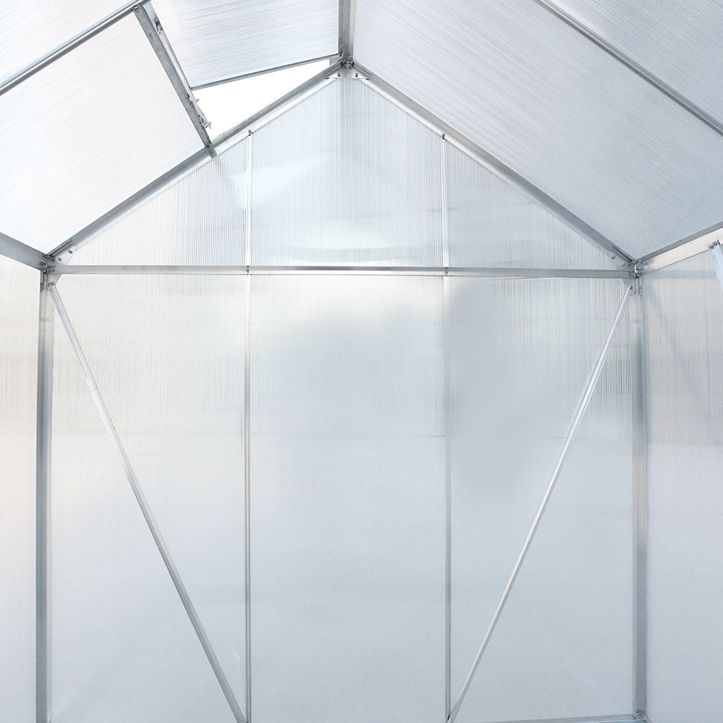 Polycarbonate Greenhouse, Heavy Duty Outdoor Aluminum Walk-In Green House Kit With Rain Gutter, Vent And Door For Backyard Garden - Aluminium