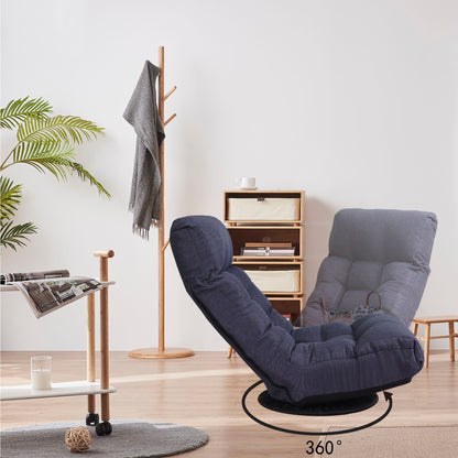 Adjustable Japanese Reclining Floor Chair Sofa With Metal Frame For Living Room & Balcony - Navy
