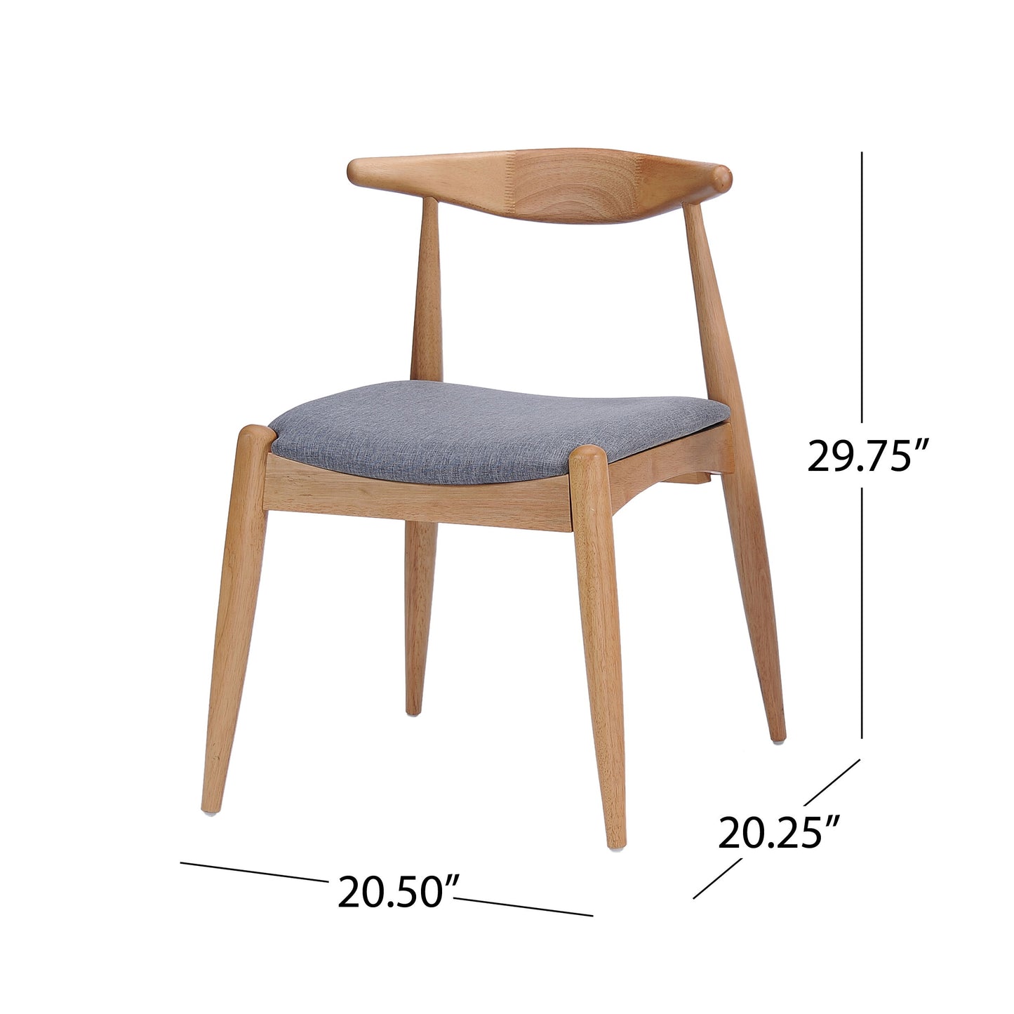 Candescent - Dining Chair With Curved Back And Wood Frame (Set of 2) - Gray