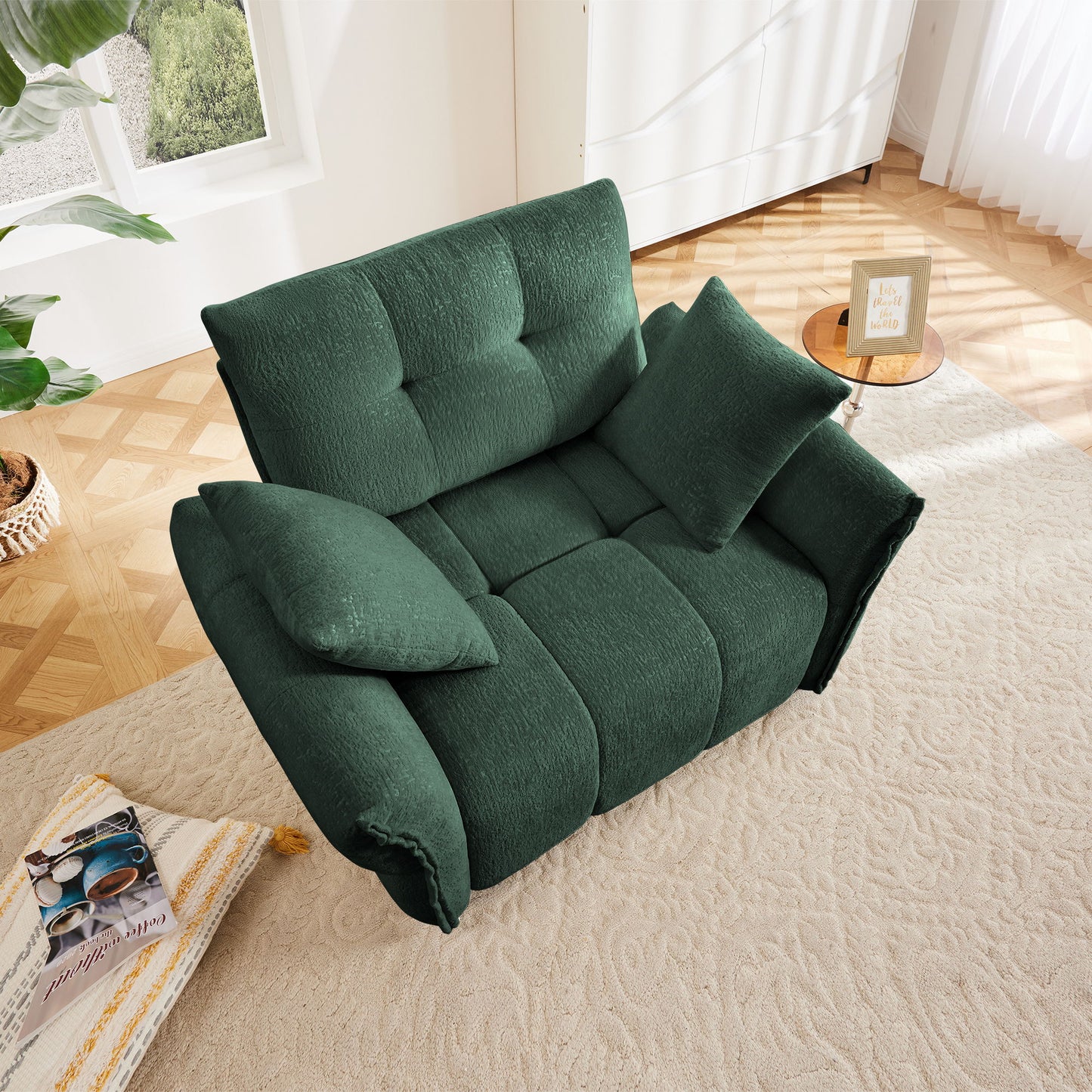 Ergonomic Single Seater Sofa With High Resilience Cushions, Modern Design - Green