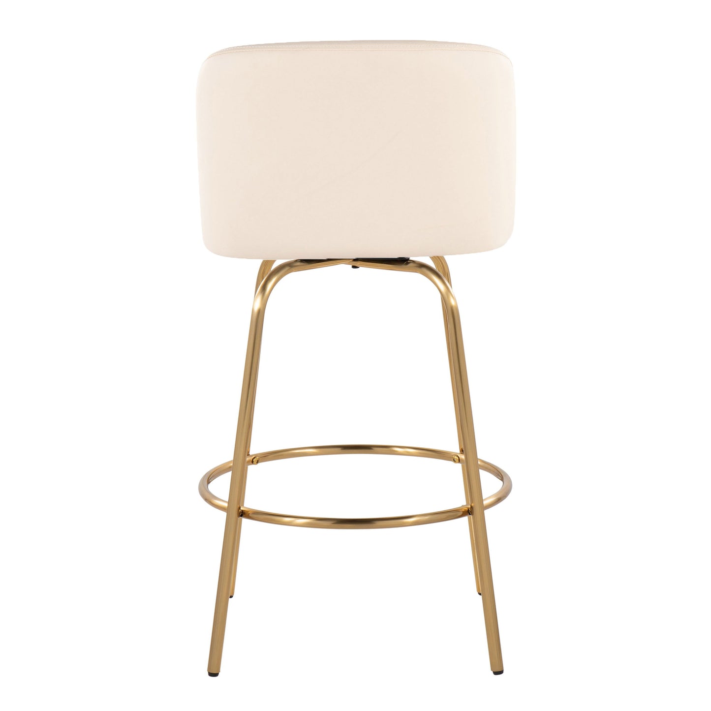 Toriano - Contemporary Fixed Height Counter Stool With Swivel With Round Footrest (Set of 2) - Cream / Gold