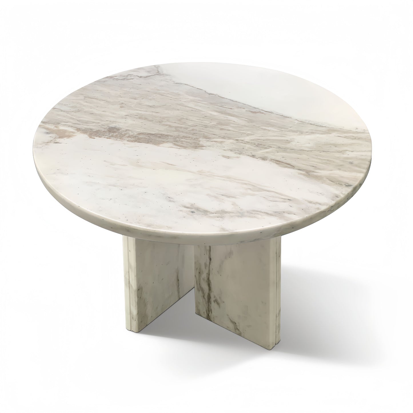 Natural Marble Coffee Table, Snow Mountain, Semi Polished Surface - White