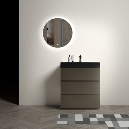 Alice - 30" Bathroom Vanity With Sink, Large Storage Freestanding Bathroom Vanity For Modern Bathroom, One-Piece Black Sink Basin Without Drain And Faucet - Black / Gray