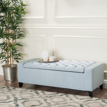 Stylish Guernsey Ottoman With Storage Function - Light Sky
