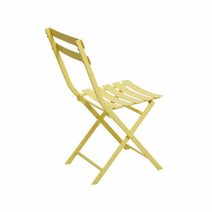 3 Piece Patio Bistro Set Of Foldable Square Table And Chairs - Yellow