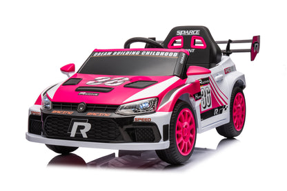 12V4A 20W*2 One Button Start, Forward And Backward, High And Low Speed, Music, Front Light, Power Display, Two Doors Can Open, 2.4G R / C, Seat Belt Four Wheel Absorber Kids Ride On Car - Pink