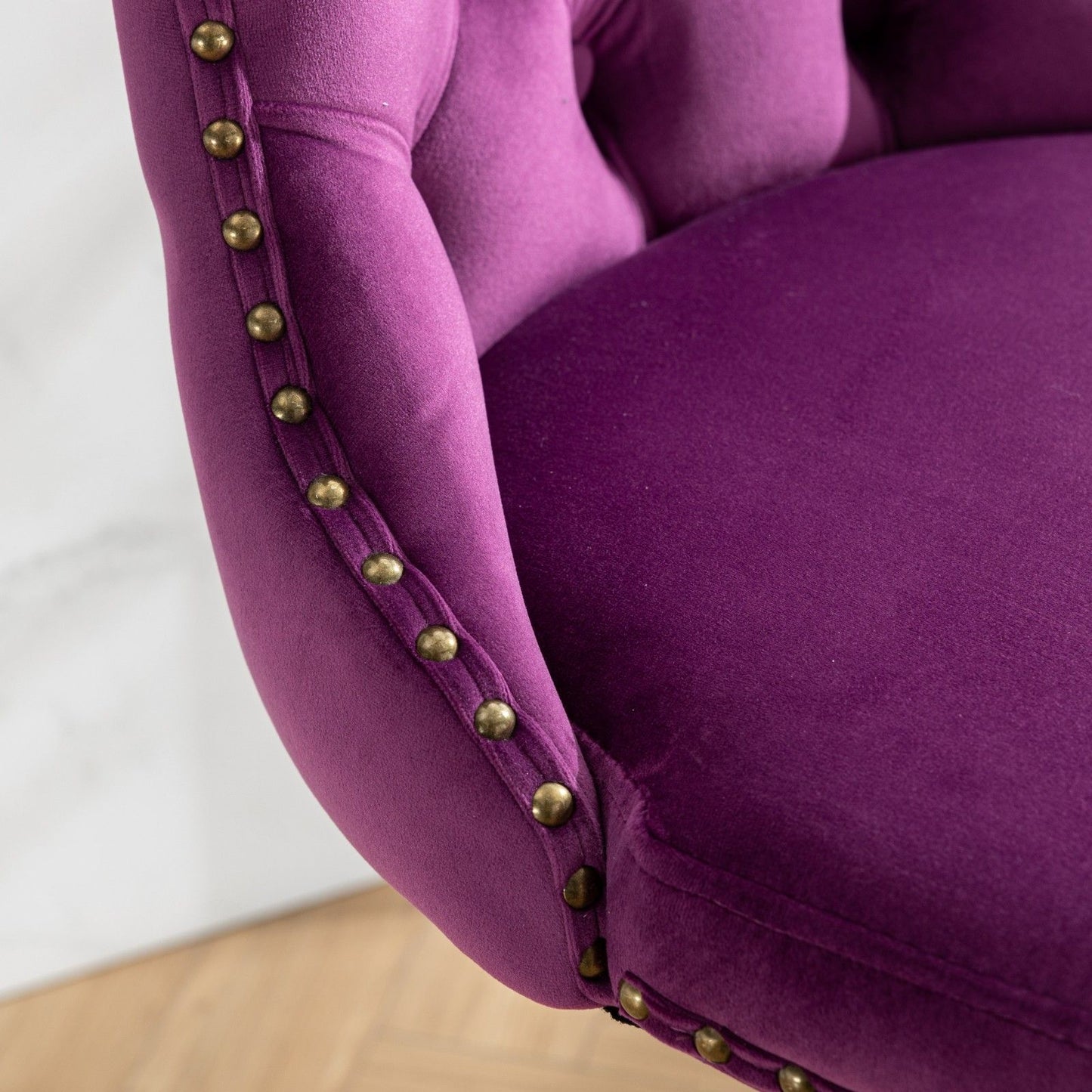 Swivel Velvet Barstools Adjusatble Seat Height , Modern Upholstered Bar Stools With Backs Comfortable Tufted For Home Pub And Kitchen Island (Set of 2) - Purple