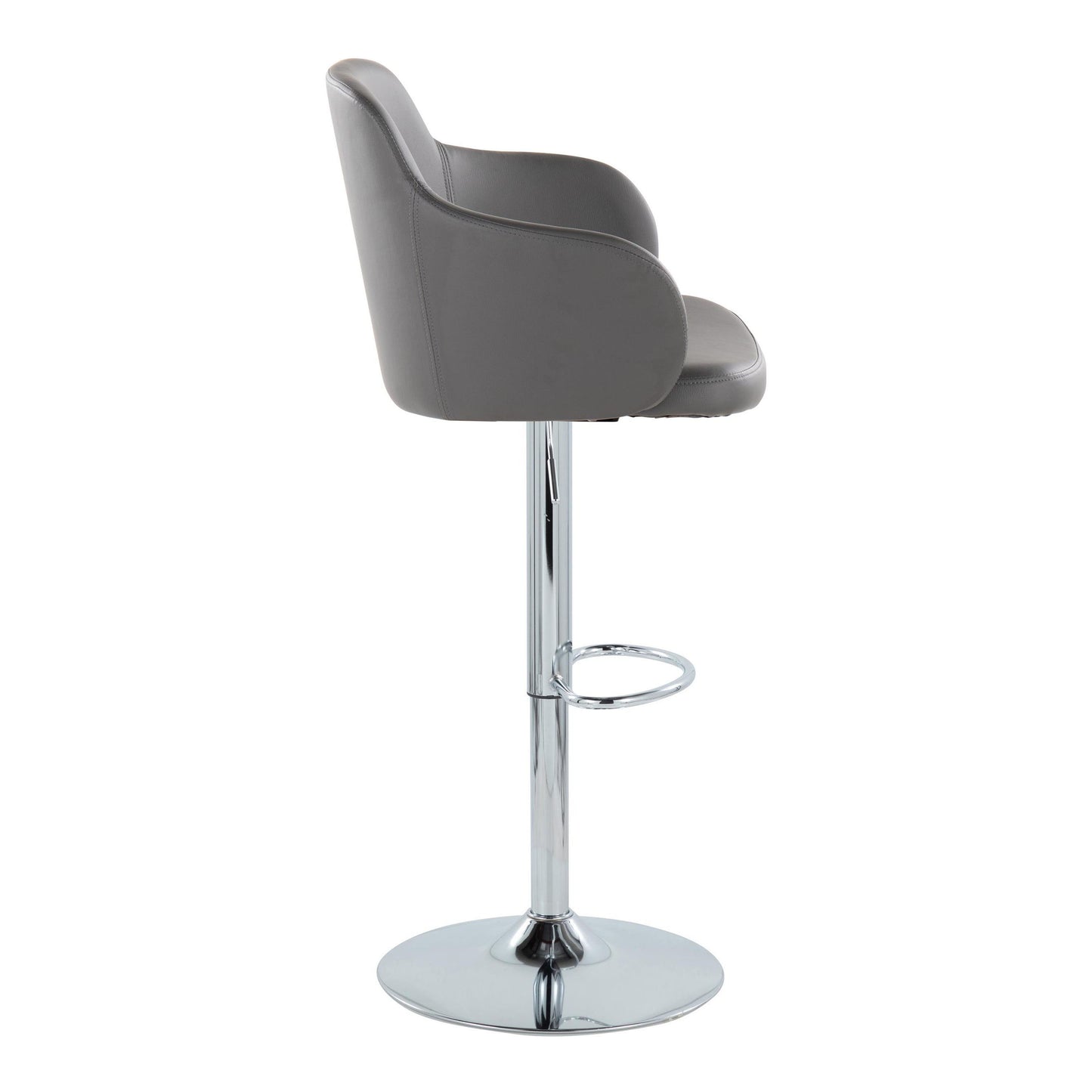 Boyne - Contemporary Adjustable Barstool With Swivel With Oval Footrest (Set of 2) - Chrome / Gray
