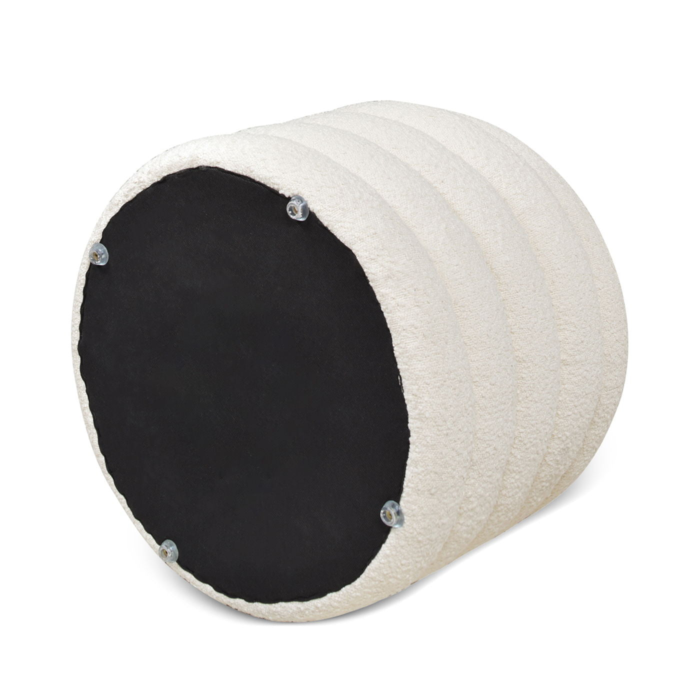 Fuji - Oversized Round Storage Ottoman - Ivory White