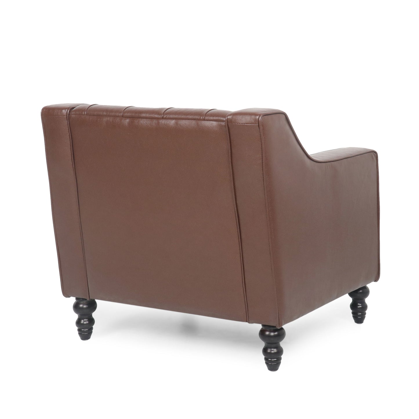 Contemporary Club Chair With Button Tufting And Birch Wood Legs - Dark Brown