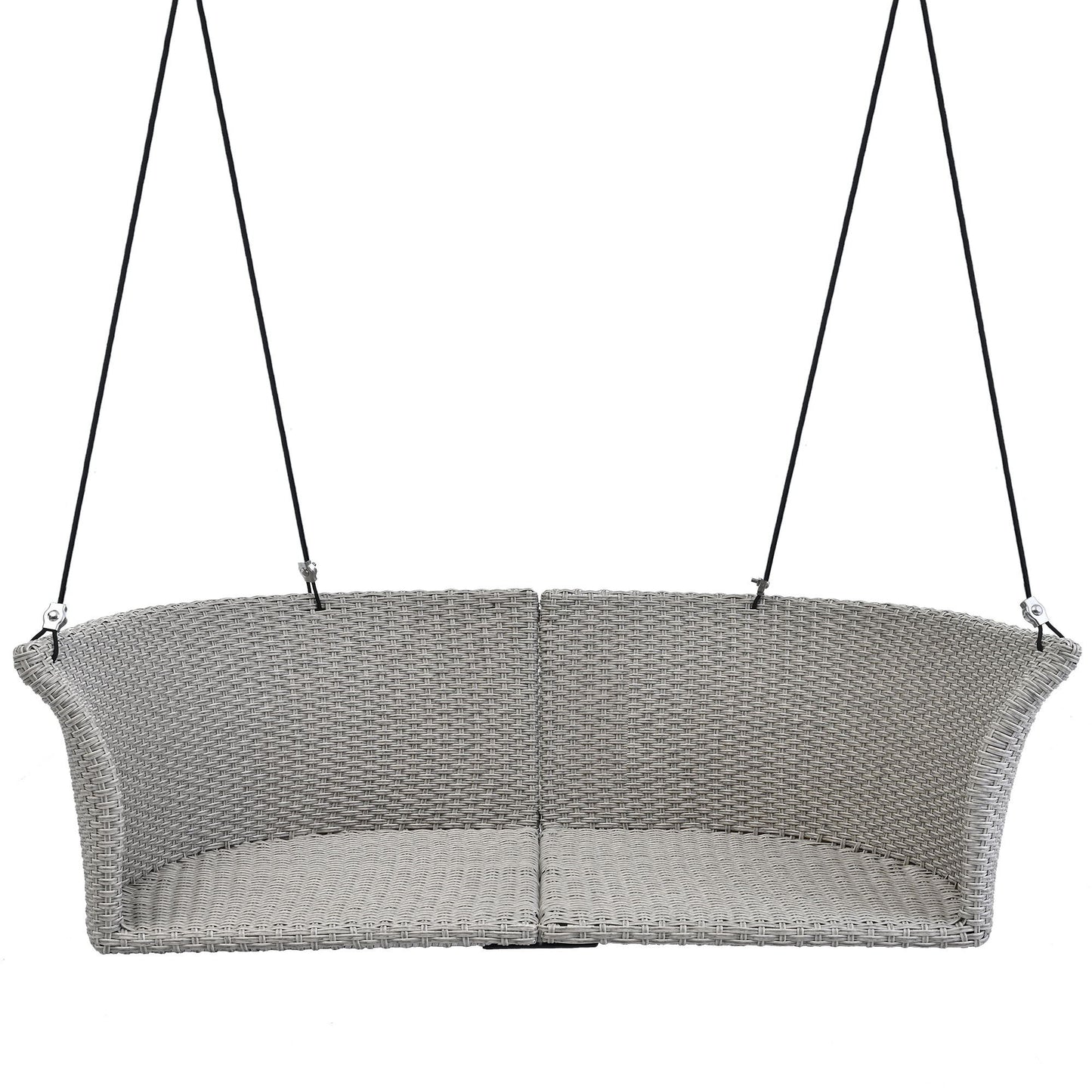 2 Person Hanging Seat, Rattan Woven Swing Chair, Porch Swing With Ropes - Gray / Cushion