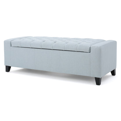 Stylish Guernsey Ottoman With Storage Function - Light Sky