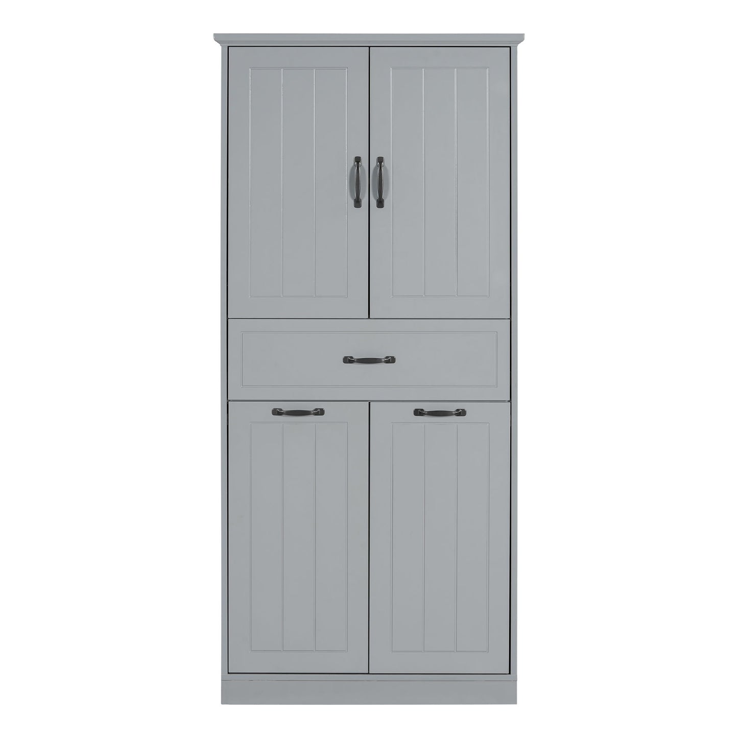 Stylish Bathroom Storage Cabinet With 2 Laundry Baskets - Gray