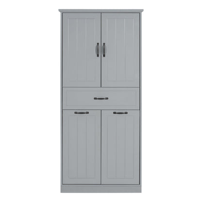Stylish Bathroom Storage Cabinet With 2 Laundry Baskets - Gray