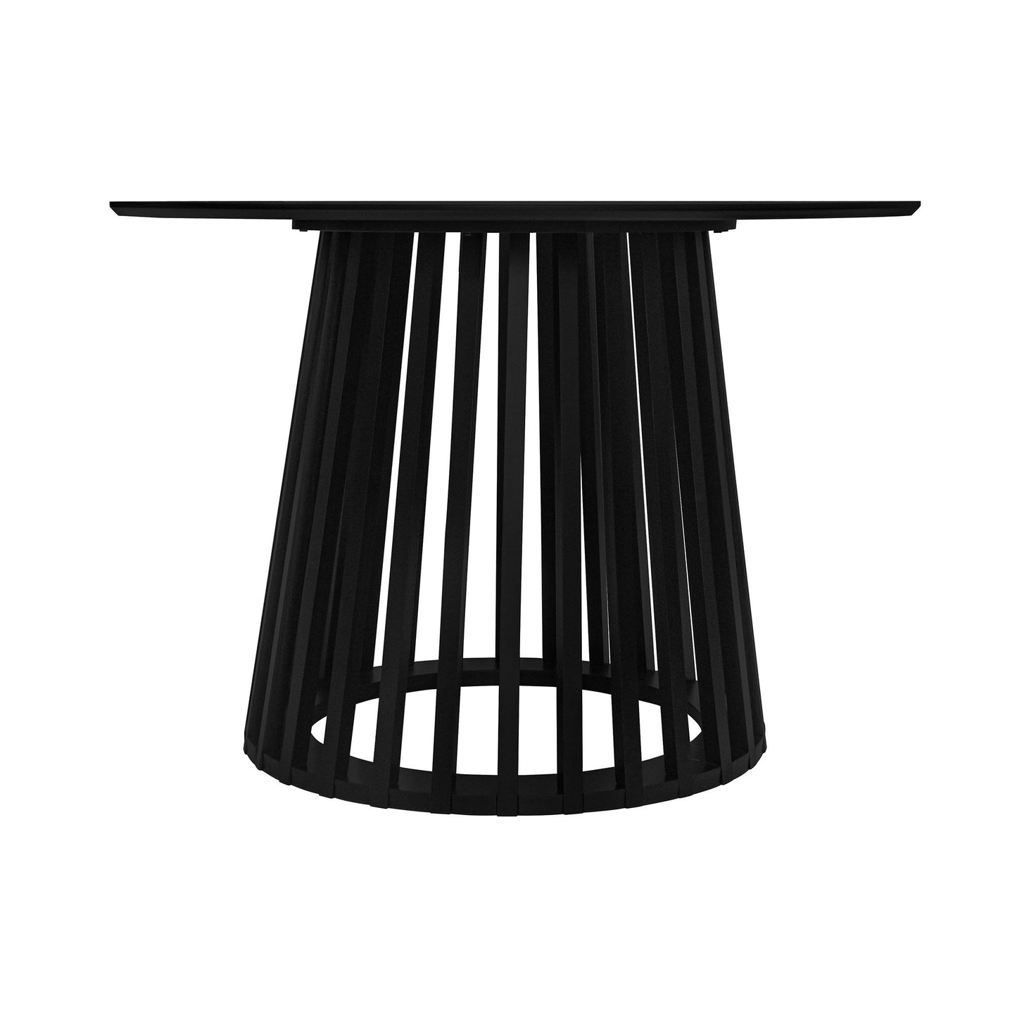 Modern Round Coffee Table With Grille Molding For Living Room, Bedroom, Or Balcony - Black